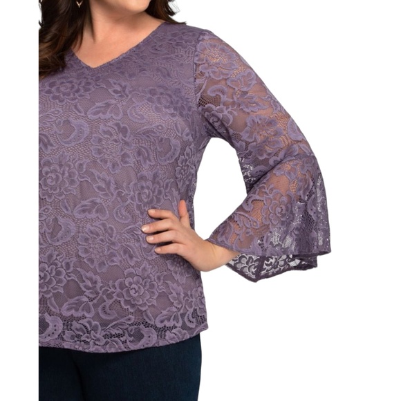 NWT Kiyonna Plus Purple Lauren Lace Top Size 0 - Picture 3 of 5